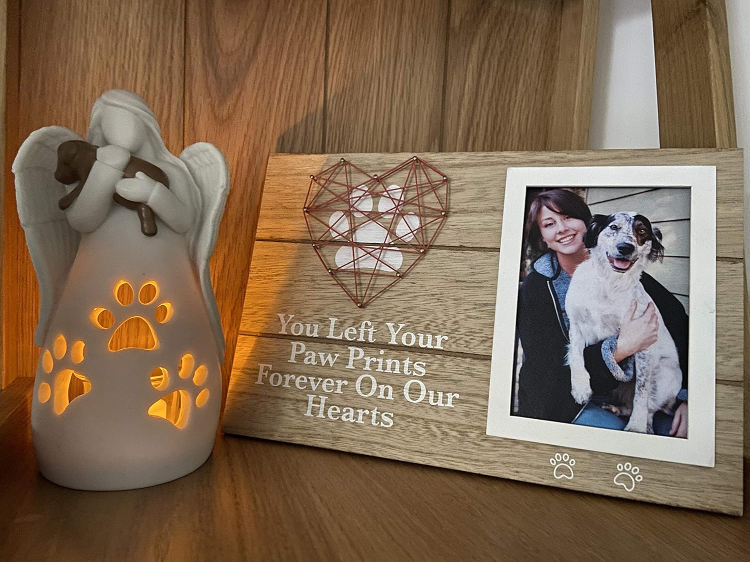 OakiWay Dog Memorial Gifts - Angel Candle Holder Statue with Flickering LED Candle | Pet Loss Sympathy Gift for Dog Lovers