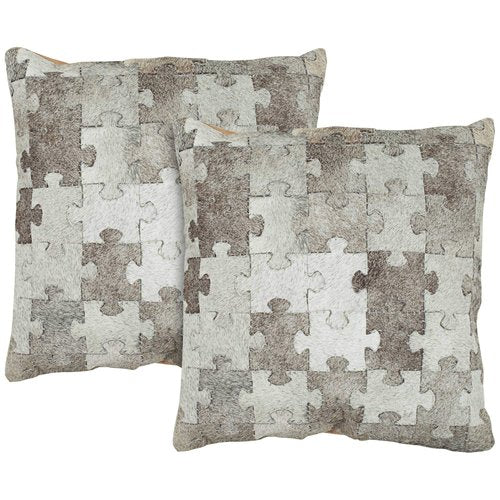 Safavieh Pillow Collection Throw Pillows, 22 by 22-Inch, Mason Multicolored and Grey, Set of 2