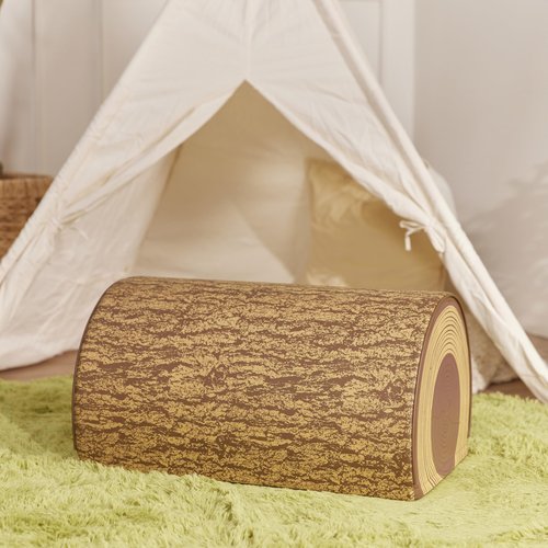 ECR4Kids SoftZone Tree Log Half Bench, 12in, Flexible Seating, Chocolate