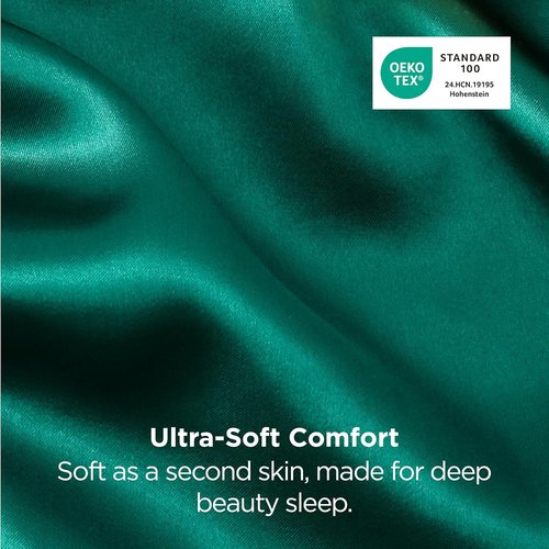 Bedsure Satin Pillowcase - Luxurious Silk-Like Feel | Standard Size Dark Green, 20x26 Inches, 2-Pack