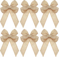 Xinnun Christmas Burlap Bows - Handmade Rustic Ribbon Ornaments for Tree & Wreath Decor | Set of 6, Beige