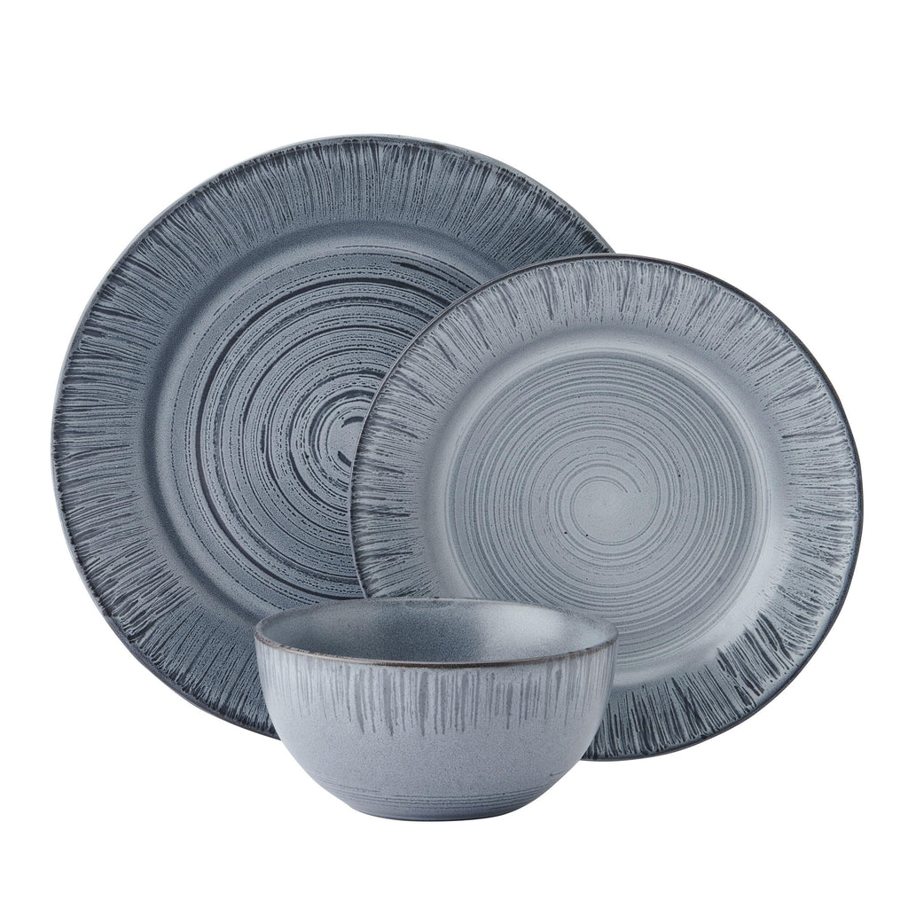 Pfaltzgraff Mystic 12 Piece Plates Bowls Dinnerware Set, Service for 4, Blue
