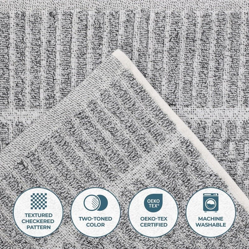 12-Piece Charcoal Cotton-Blend Face Towels Set | Medium Weight & Quick-Drying