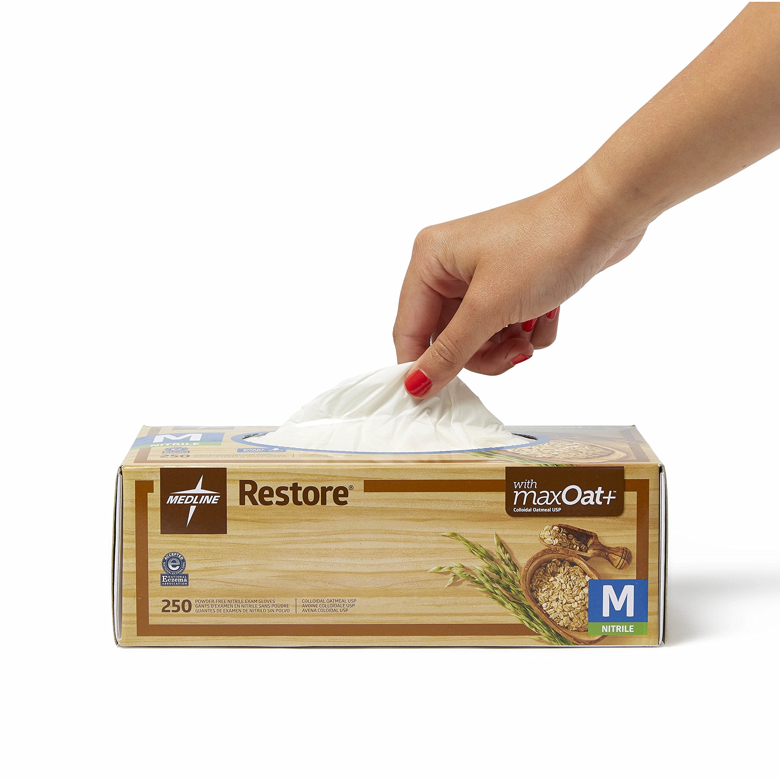 Medline Restore Nitrile Exam Gloves, 250 Count, Small, Powder Free, Disposable, Colloidal Oatmeal to Soothe Hands, Strong, Tear Resistant for Medical Tasks, Household Chores and More