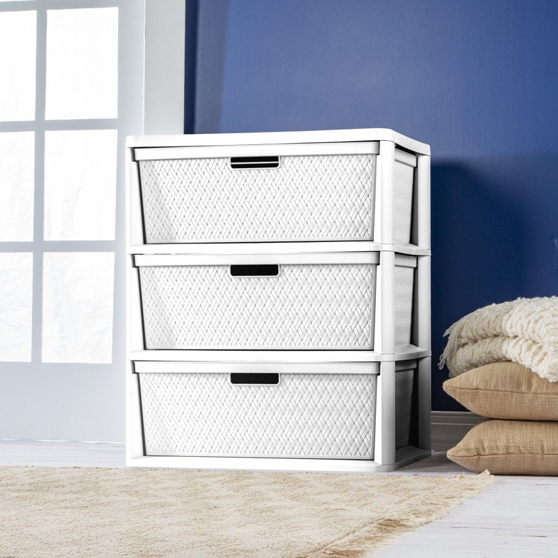 Sterilite Wide 3 Drawer Storage Tower with Removable Plastic Bins - White, Variation of 3, Single