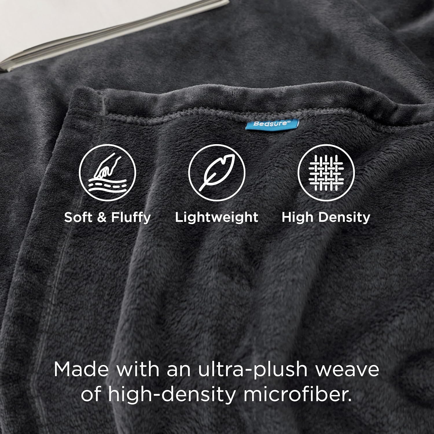 Bedsure GentleSoft Fleece Blanket | Full Size Charcoal - Soft, Lightweight, Plush Microfiber, 84x90 Inches