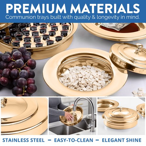 Steadfast Selections - (Offering Plate Red) Premium Gold Stainless Steel Offering Plates for Church | Offering Trays | Church Collection Plate | Church Offering Plates