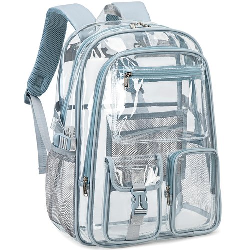 abshoo Large Clear Backpack For Girls Women Heavy Duty Clear Bookbag for School Transparent Backpack (Baby Blue)