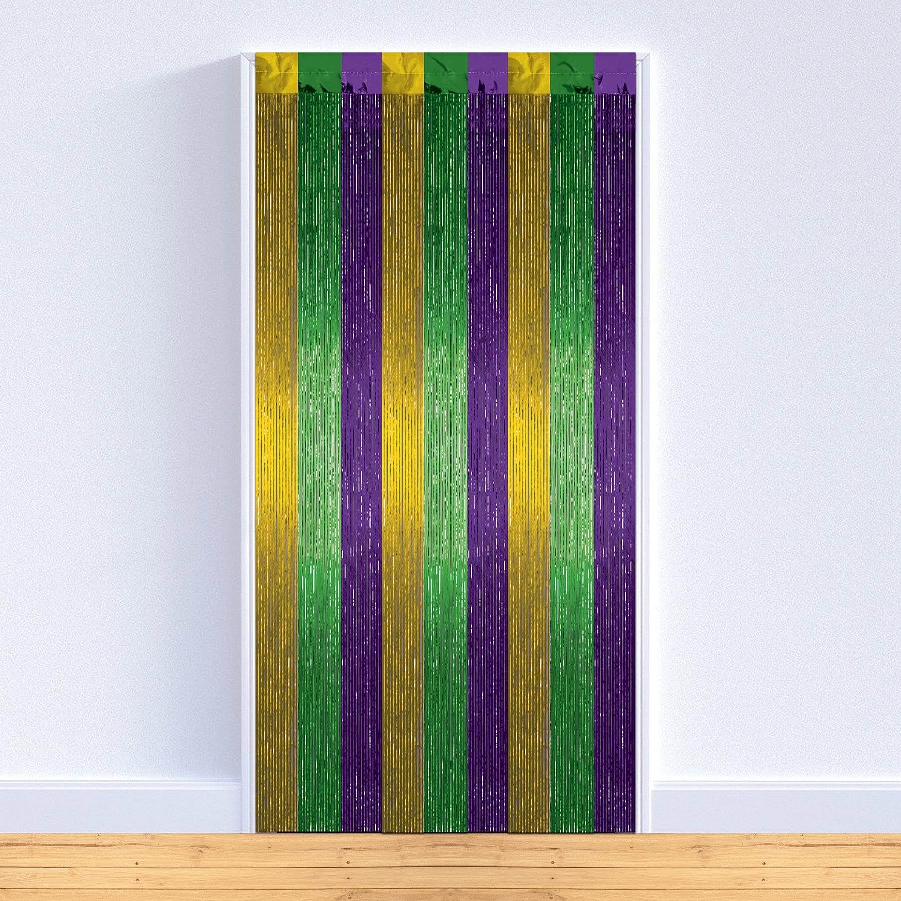 1-Ply FR Gleam 'N Curtain (gold, green, purple) Party Accessory  (1 count) (1/Pkg)