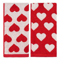 Sucrain 2Pcs Valentine’s Day Hand Towels Red White Hearts Cotton Bathroom Decorative Towels Set for Drying, Cleaning, Cooking, Holiday 13.8'' x 28.7''