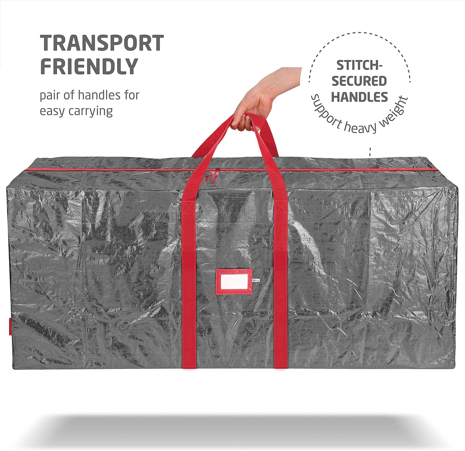 Zober Christmas Tree Storage Bag - Waterproof Protection for 7.5 Ft Trees - Durable Handles & Label Slot - Gray