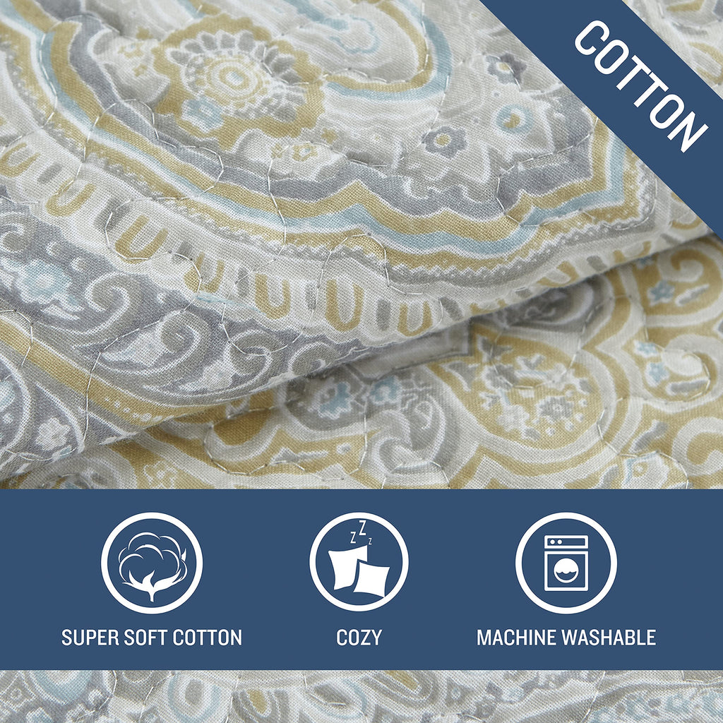 Tommy Bahama - King Quilt Set, Reversible Cotton Bedding with Matching Shams, Coastal Bedspread, Super Soft Bedding Set (Turtle Cove Grey, King)