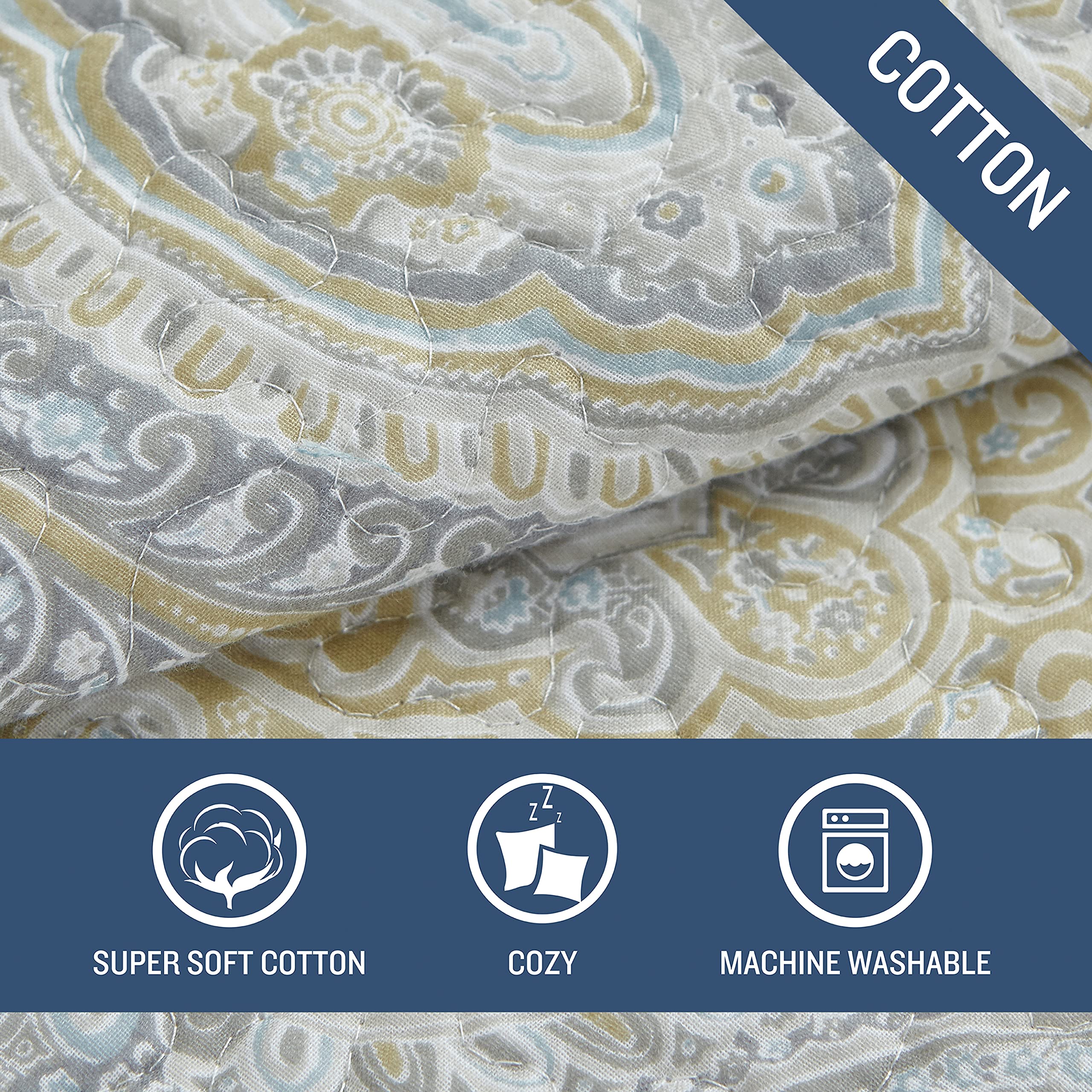 Tommy Bahama - King Quilt Set, Reversible Cotton Bedding with Matching Shams, Coastal Bedspread, Super Soft Bedding Set (Turtle Cove Grey, King)