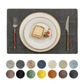 Romanstile Vinyl Placemats Set of 12-12 X 17 Inch - Faux Leather 100% Waterproof Oil-Proof Wipeable Place Mats, Heat Resistant Reversible PU Table Mats for Kitchen Dining Party Outdoor, Charcoal