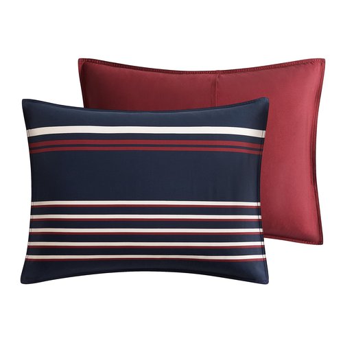 Nautica - Twin Comforter Set, Cotton Reversible Bedding with Matching Sham, Medium Weight for Year Round Use, Oeko-Tex Certified, Dorm Essentials (Mineola Navy)