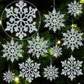 Skiennix 36-Piece Iridescent Silver Christmas Snowflake Ornaments - Sparkling Glitter Decor for Holiday Home & Winter Parties