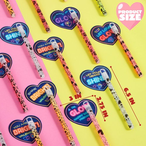 JOYIN 30 Packs Valentine's Day Gifts Cards with Bright Large Glow Sticks for Valentine's Party Favors, Waterproof Glow Sticks for Valentines Classroom Exchange Toy, Valentine School Classroom Prizes