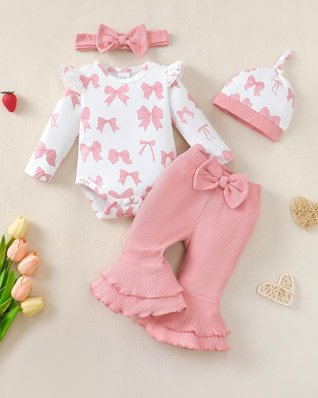 Renotemy Preemie Baby Girl Romper - Cute Bell Bottom Outfit for Fall & Winter | Perfect Gift Set