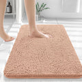 OLANLY Large Bathroom Rugs - Extra Soft Chenille Bath Mats | Quick-Dry, Machine Washable, 44x32, Peach