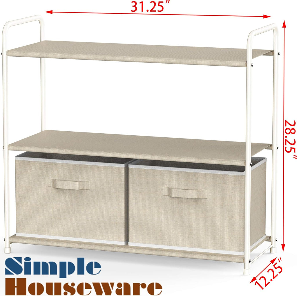 Simple Houseware 3-Tier Closet Storage Organizer - Beige with 2 Convenient Drawers
