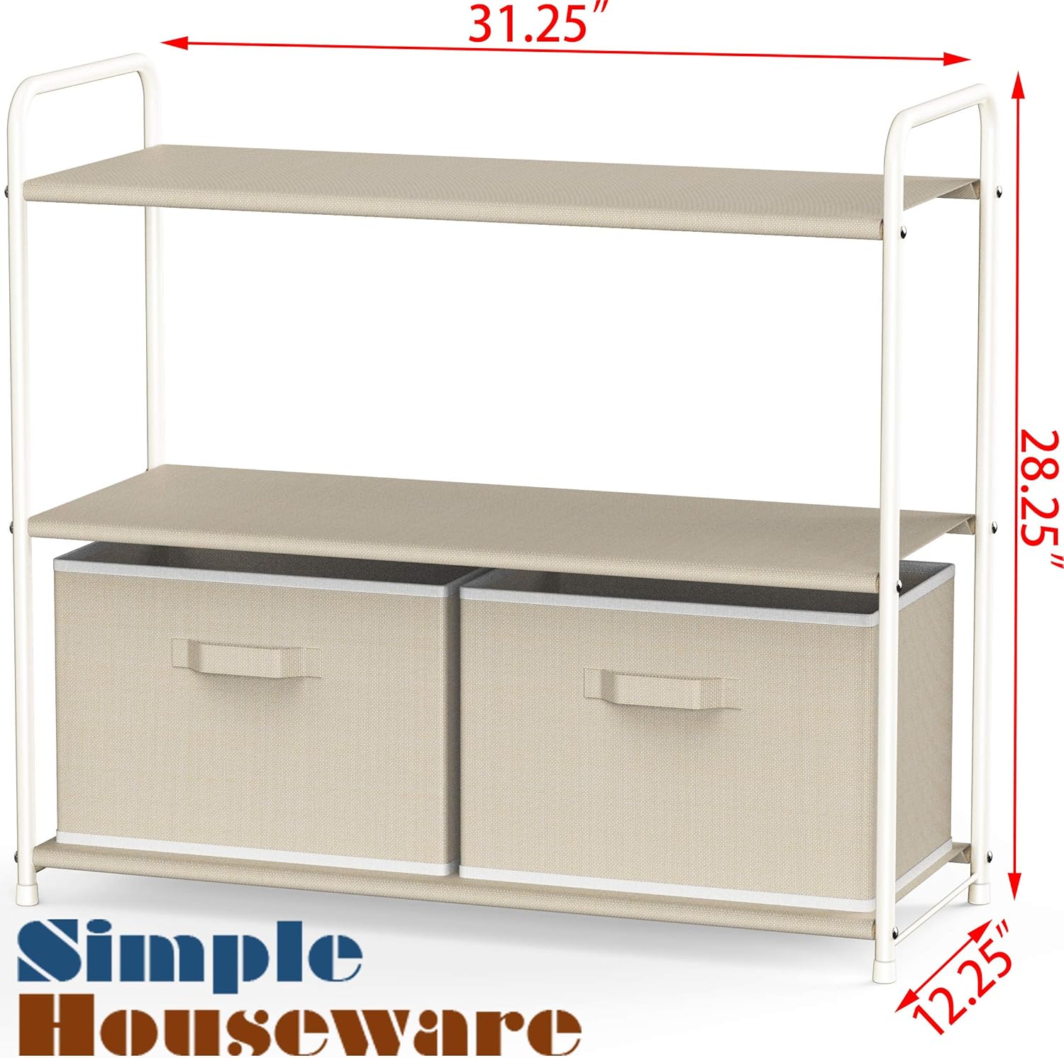 Simple Houseware 3-Tier Closet Storage Organizer - Beige with 2 Convenient Drawers