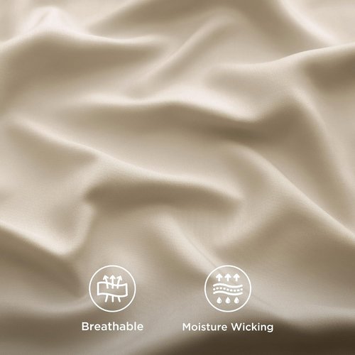 Bedsure Queen Sheet Set - Cooling Bamboo Sheets with Deep Pockets | Soft, Breathable Luxury Bedding in Beige