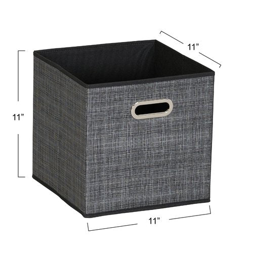 Household Essentials, Black Mix 6 Pack Fabric Storage Bins with Handle