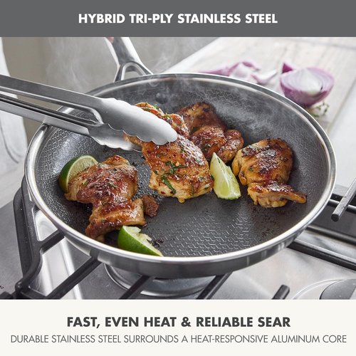 GreenPan Hybrid 10” Nonstick Frying Pan - APEX Tri-Ply Thermobond Ceramic Skillet, PFAS-Free, Silver