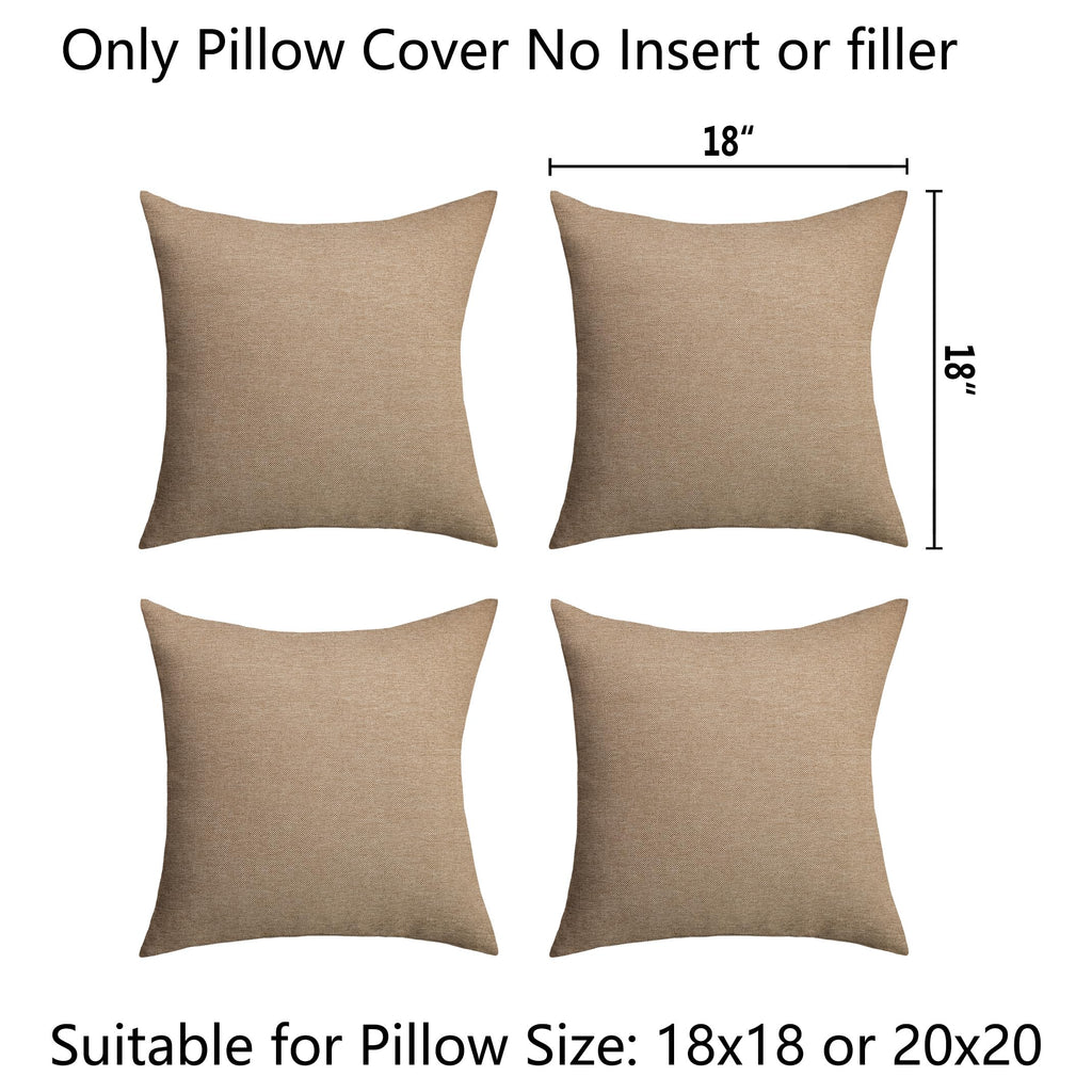 Demetex Outdoor Linen Pillow Covers 18x18 Waterproof Square Throw Pillow Covers Farmhouse Pillow Cases for Balcony Porch Patio, Set of 4, 18 x 18 Inch, Linen
