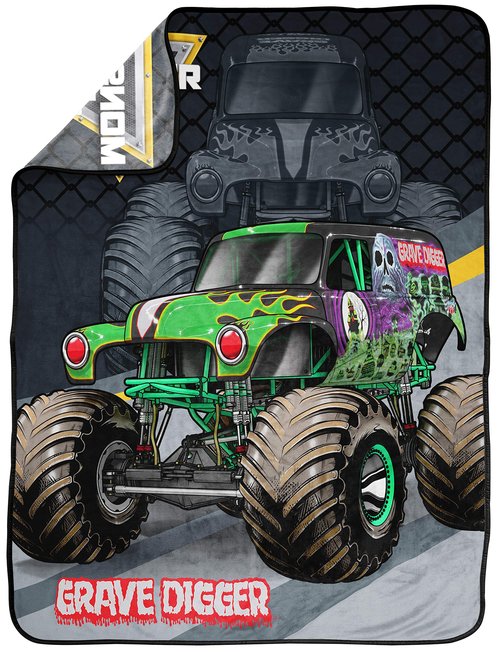 Jay Franco Plush Throw Blanket – 46" x 60" Inches Kids Hero Soft & Cozy Fleece Throw for Bedroom & Couch Décor, Official Licensed Product, Multi - Monster Jam