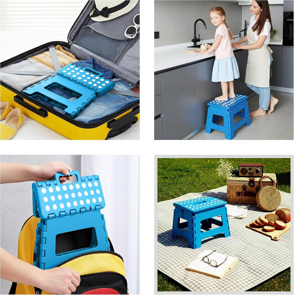 Utopia Home Folding Step Stool - 9-Inch Anti-Slip Collapsible Stool | Supports 300 lbs - Blue