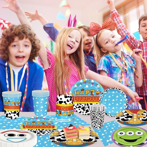 120pcs Birthday Party Supplies Include Cloud Plates Napkins Cup Dessert Plates Disposable Paper Tableware Set Kids Birthday Party Decorations For 30 Guests