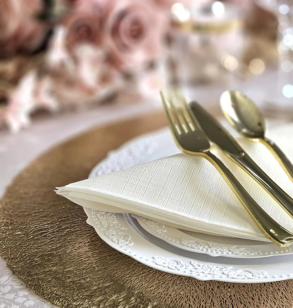 OCCASIONS Premium 3-Ply Wedding Party Dinner Paper Napkins - 240 Piece Pack, Square Fold