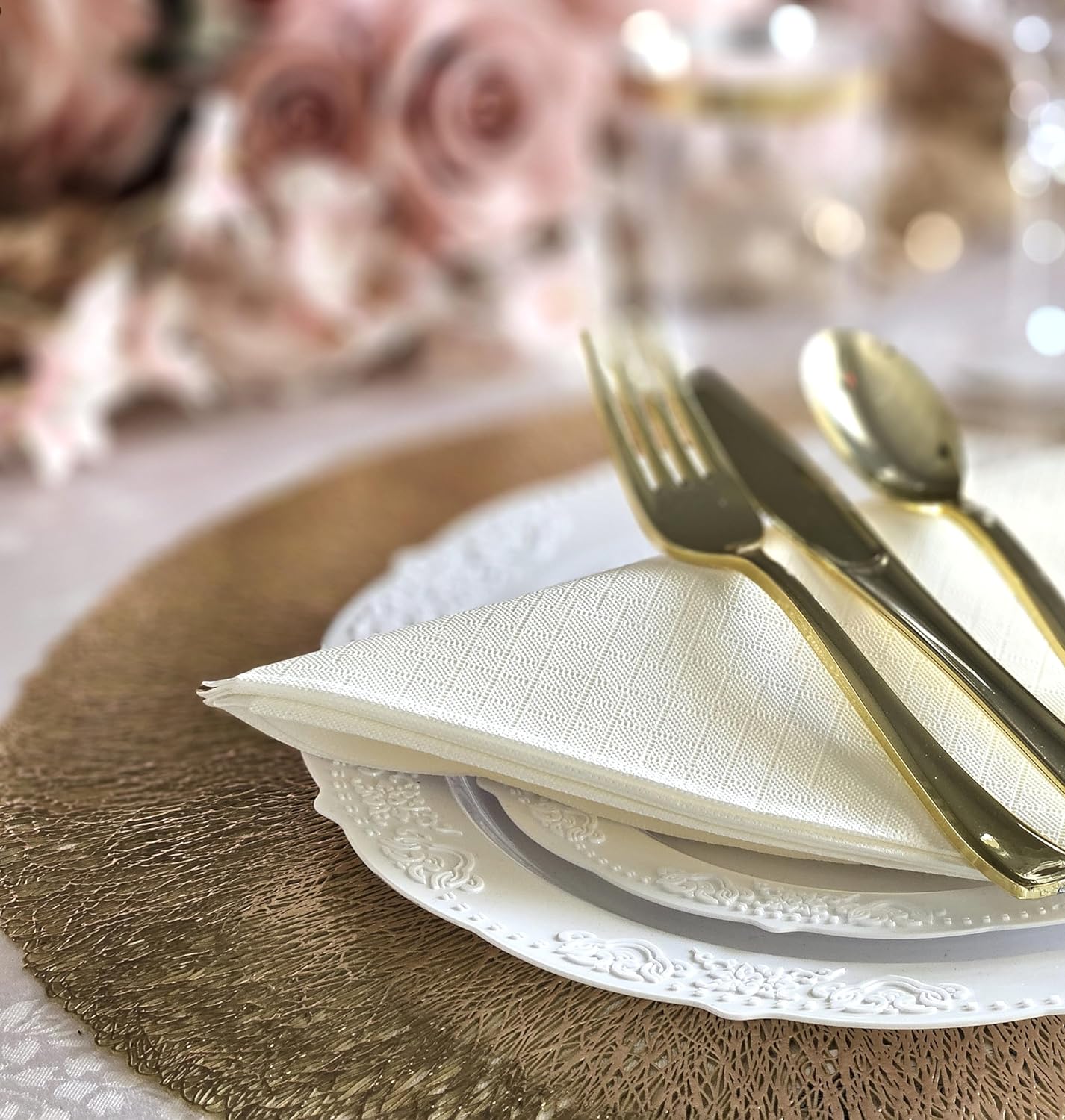 OCCASIONS Premium 3-Ply Wedding Party Dinner Paper Napkins - 240 Piece Pack, Square Fold