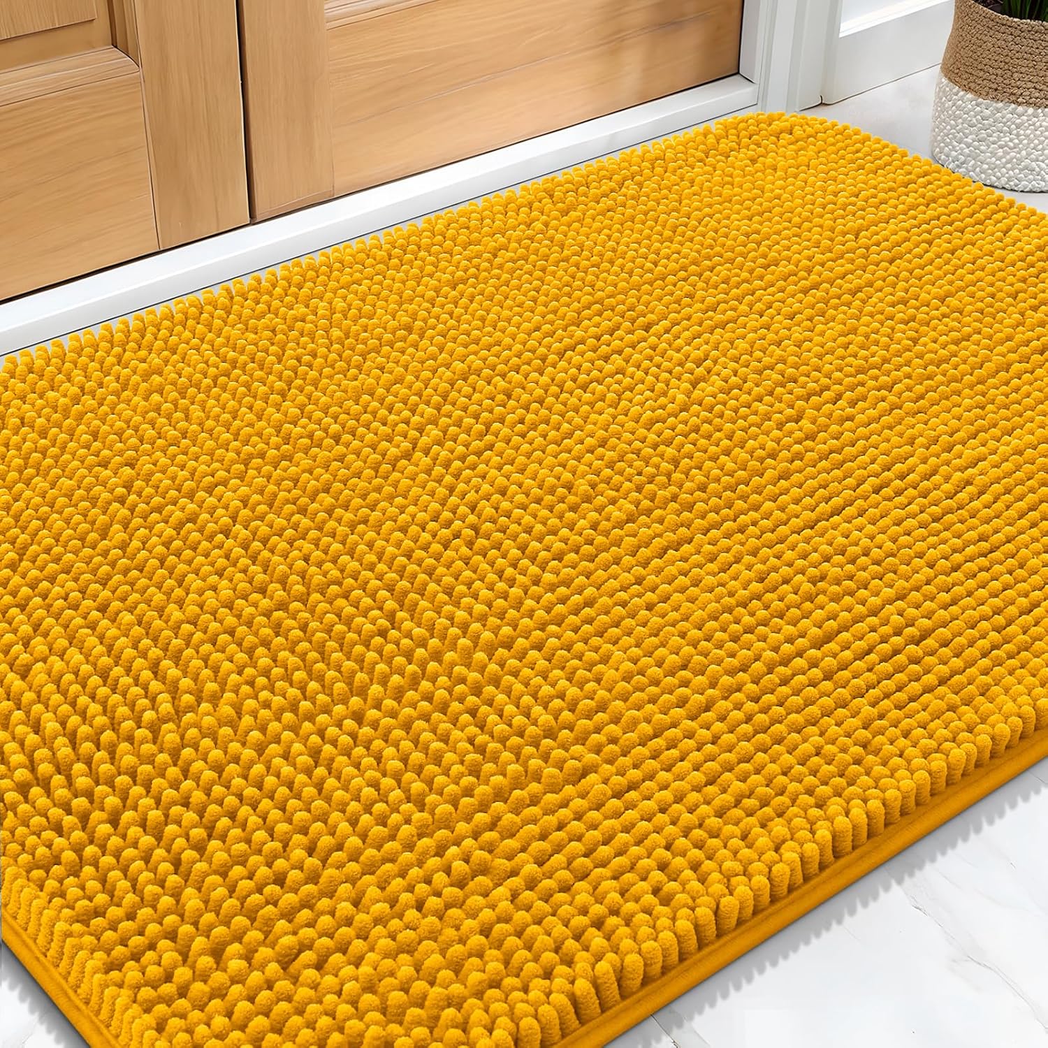 OLANLY Dog Door Mat - Absorbent Non-Slip Washable Doormat for Muddy Paws | 30x20 Golden Yellow