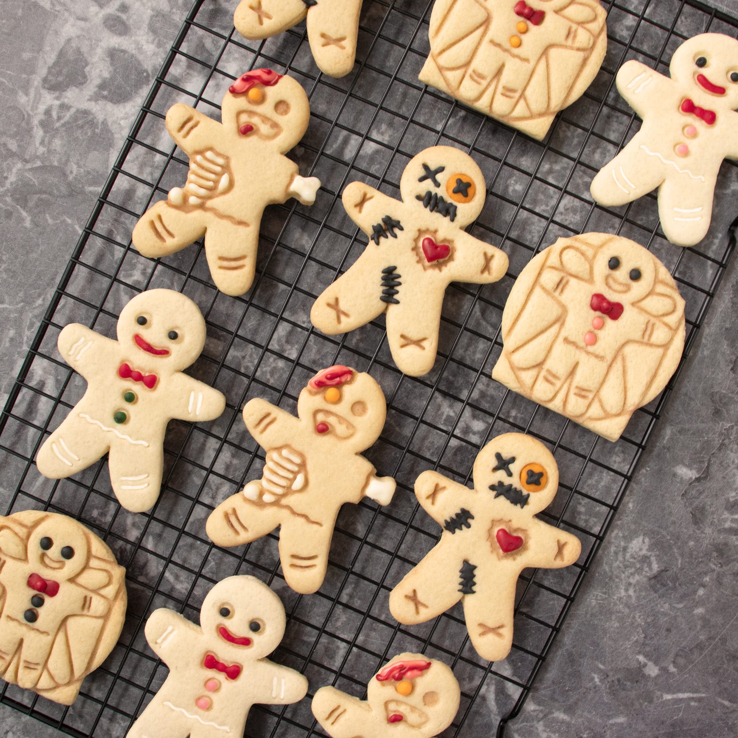 Set of 4 Gingerbread Man cookie cutters (Designs: VooDoo, Happy, Vitruvian and Zombie), 4 pieces - Bakerlogy