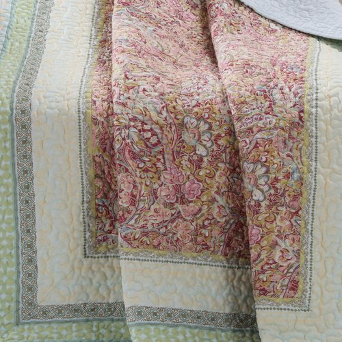Greenland Home Fashions Palisades Modern Floral Bordered Cotton Bedding, 50 x 60 Throw, Pastel