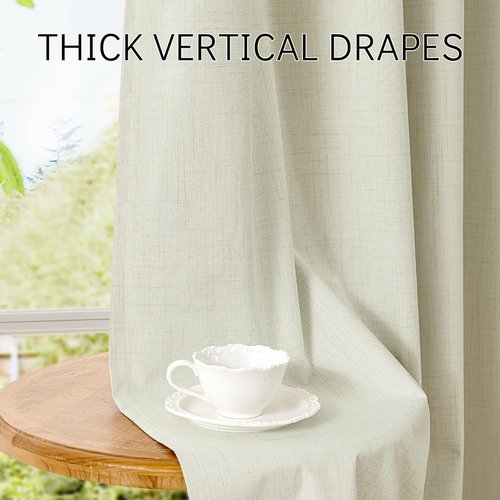 ChrisDowa 100% Blackout Curtains - 84 Inch Linen Drapes for Total Privacy | 2 Panels, Beige 52" W x 84" L