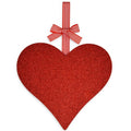 Gift Boutique Valentines Day Decoration Red Glitter Heart Shaped Wooden Hanging Sign Bow Front Door Wall Wreath Home Outdoor Love Plaque Hanger Decor