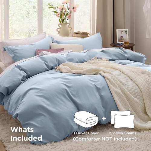 Bedsure Celestial Blue Duvet Cover Set - King Size 3-Piece Extra Soft Bedding, 104x90 Inches with Zipper Closure & 2 Pillow Shams