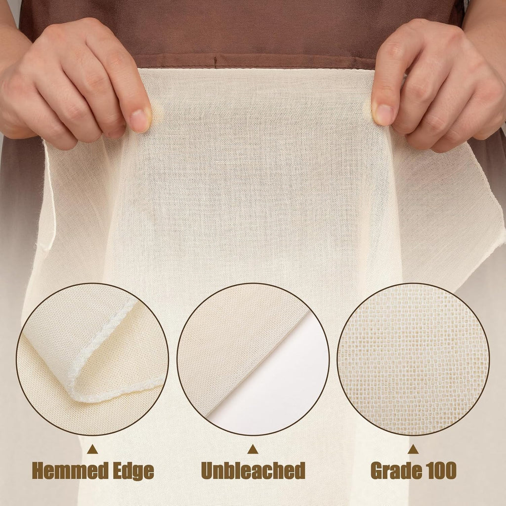 Skiennix Cheese Cloths - 4PCS 36x36 Inch Unbleached Cotton Straining Cloths for Cooking & Cheese Making