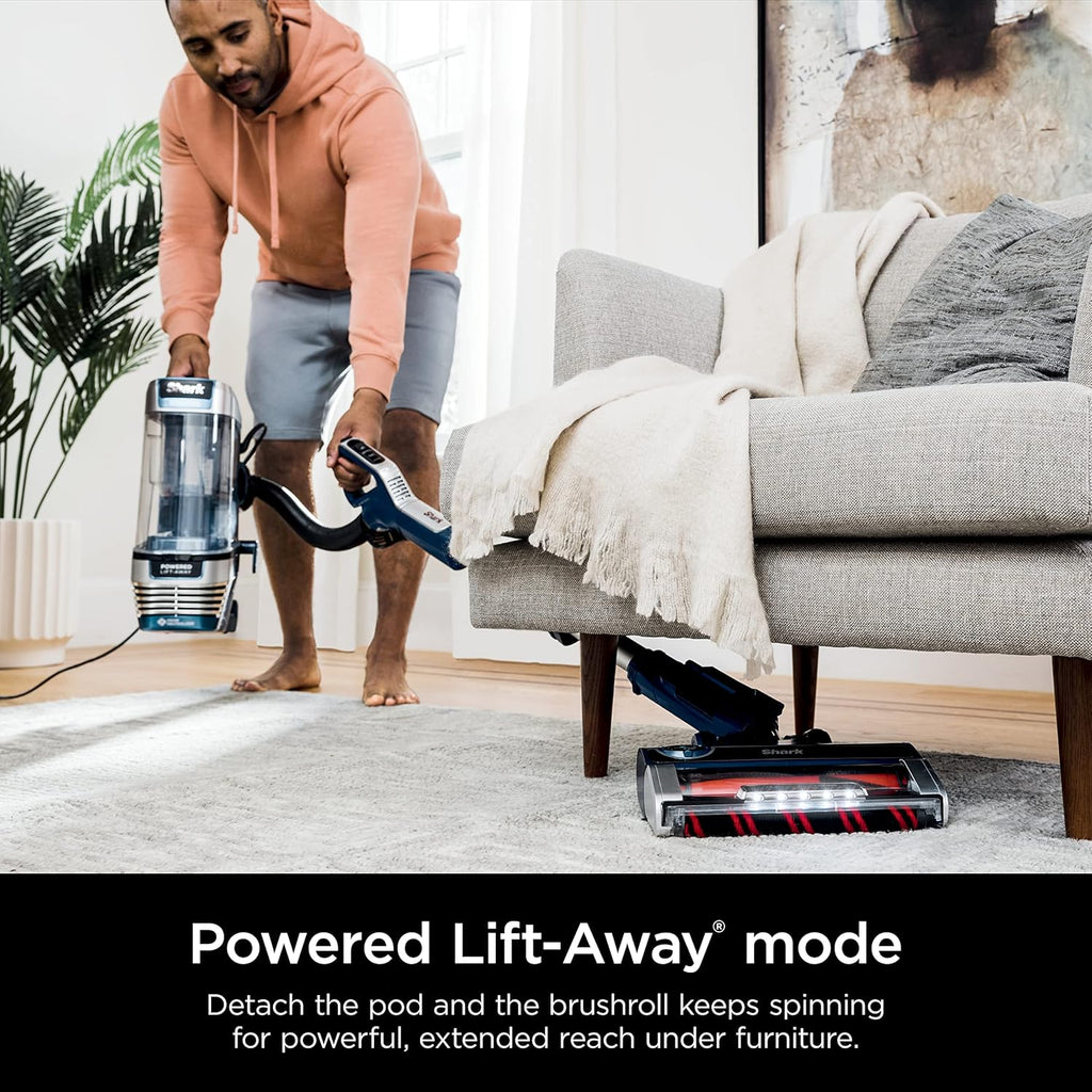 Shark AZ3002 Stratos Upright Vacuum - DuoClean PowerFins & HairPro | Self-Cleaning Brushroll, Navy