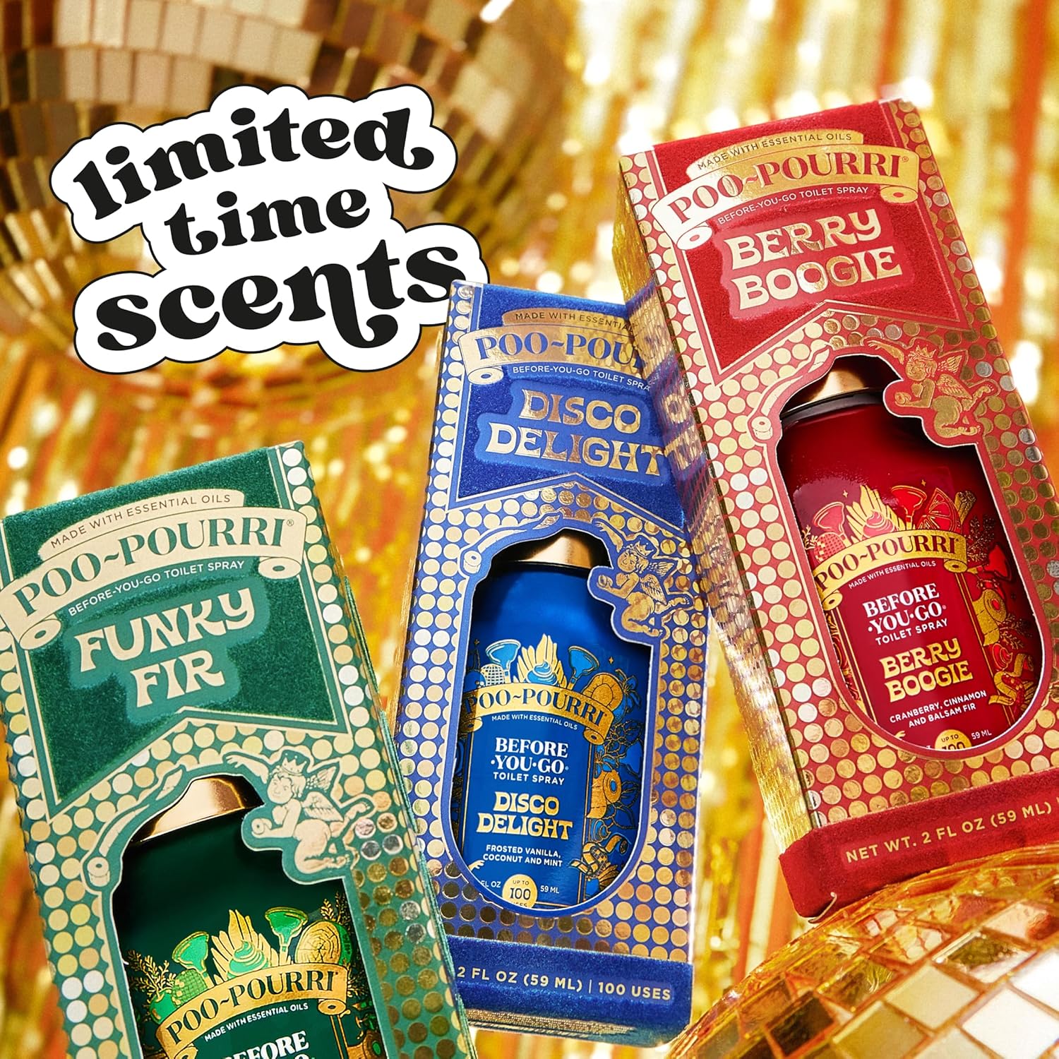 Poo-Pourri Before-You-Go Toilet Spray - Disco Delight, 2 Fl Oz | Frosted Vanilla, Coconut & Mint