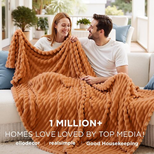 Bedsure GentleSoft California King Size Blanket - Cozy Orange Fleece Throw, 102x96 Inches