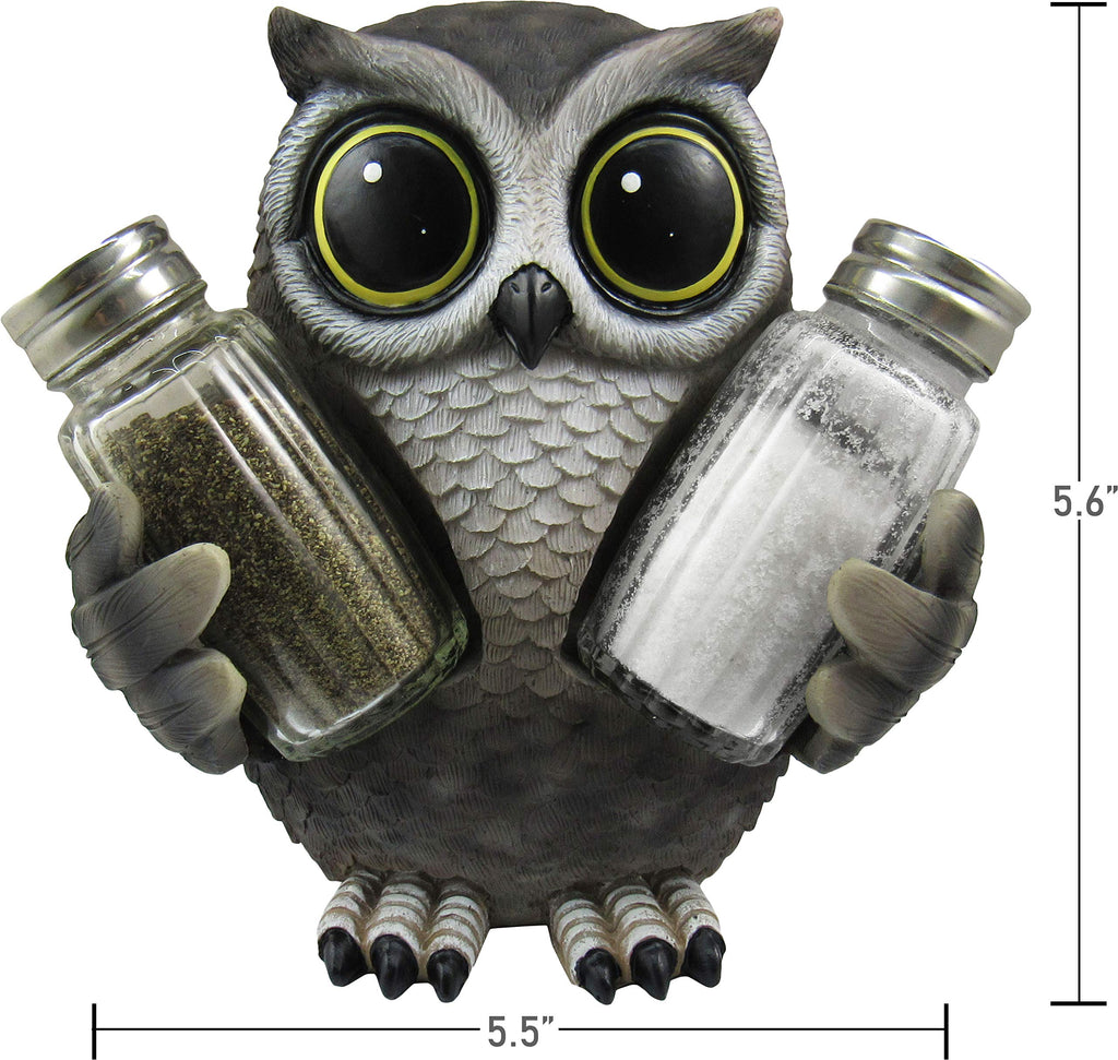 DWK Animal Holder with Salt And Pepper Shaker Set (3 Piece) | Kitchen Décor and Accessories | Salt and Pepper Shakers | Home Décor | Home Decorations… (Owl)