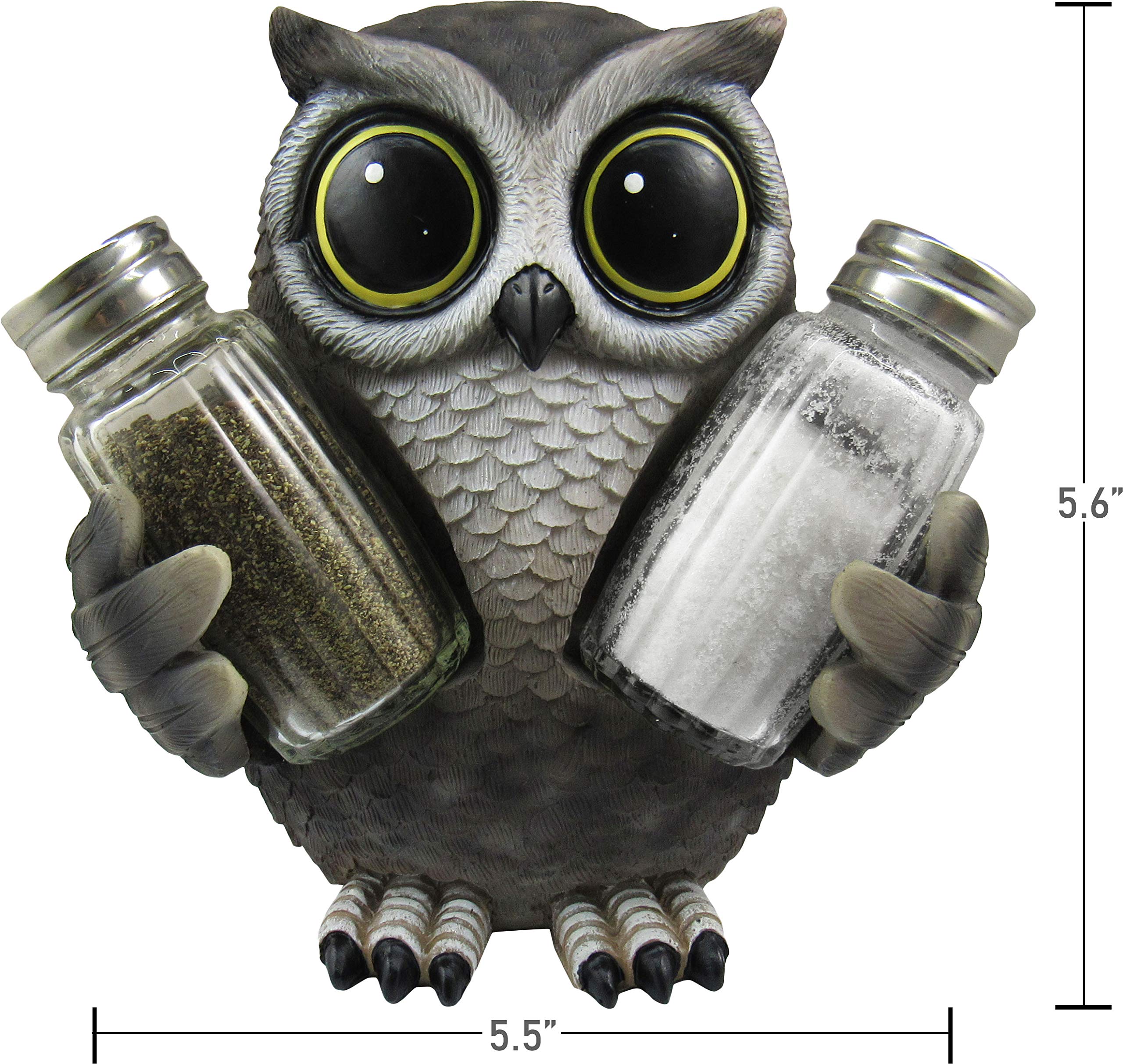 DWK Animal Holder with Salt And Pepper Shaker Set (3 Piece) | Kitchen Décor and Accessories | Salt and Pepper Shakers | Home Décor | Home Decorations… (Owl)