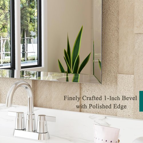 VocalStar Frameless Bathroom Mirror, 18" x 26" Rectangle Wall Mirror with Beveled Edge, Modern Decorative Vanity Mirrored for Living Room, Entryway, Bedroom | 1/4-Inch Shatterproof Glass