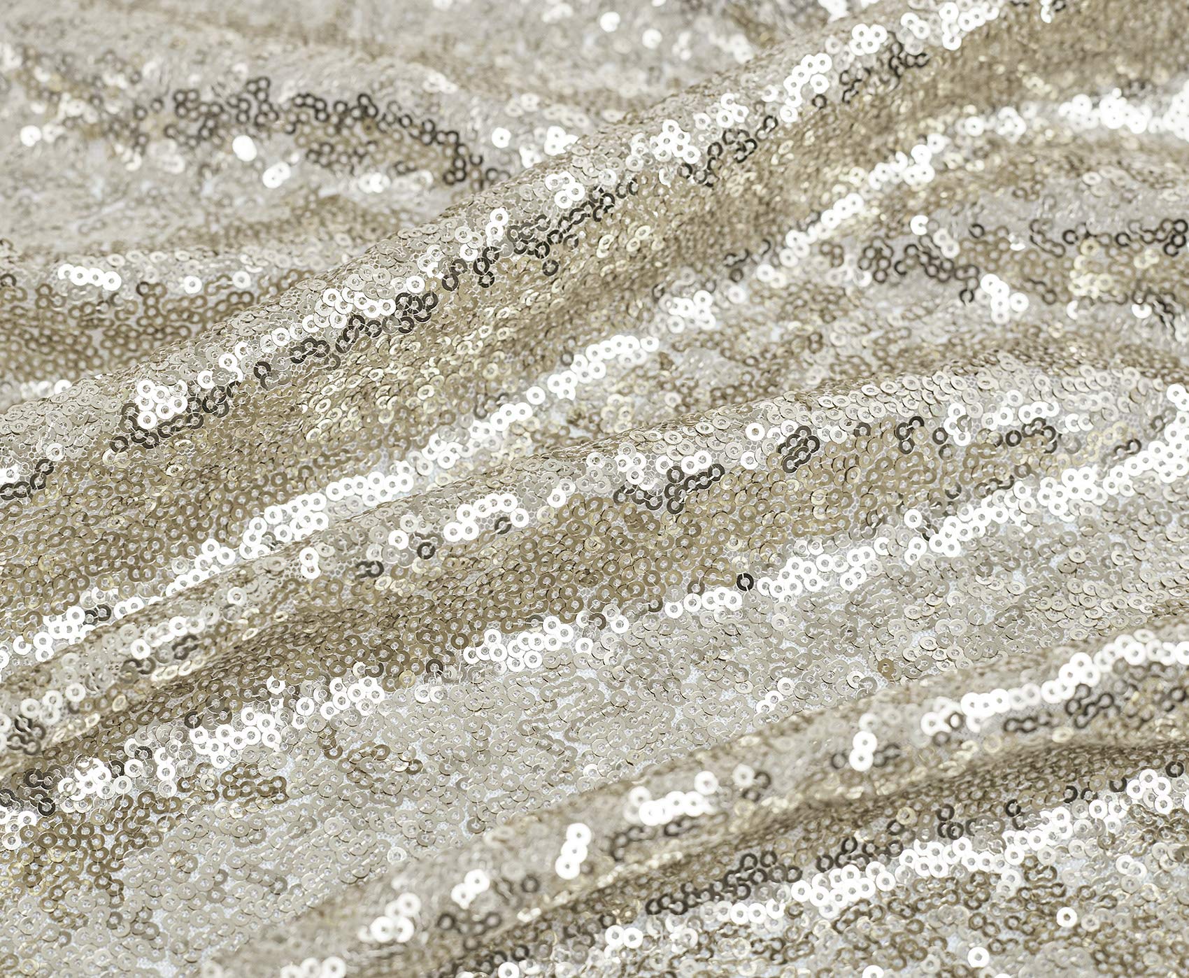 Hahuho 50x80 inch Rectangular Sequin Tablecloth Champagne, Glitter Tablecloth for Bridal Shower Decorations, Birthday, Wedding, Dessert, Banquet（50x80 Inch, Champagne）