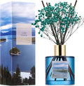 COCORRÍNA Reed Diffuser - Lake Tahoe 6.7 Fl. Oz Set with 8 Sticks & Preserved Baby's Breath | Elegant Home Decor