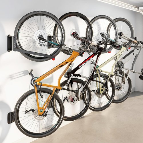 monTEK Swivel Bike Wall Mount - Space-Saving Garage Bike Rack | Easy Load & Unload, Holds 77 lbs, 4 Pack